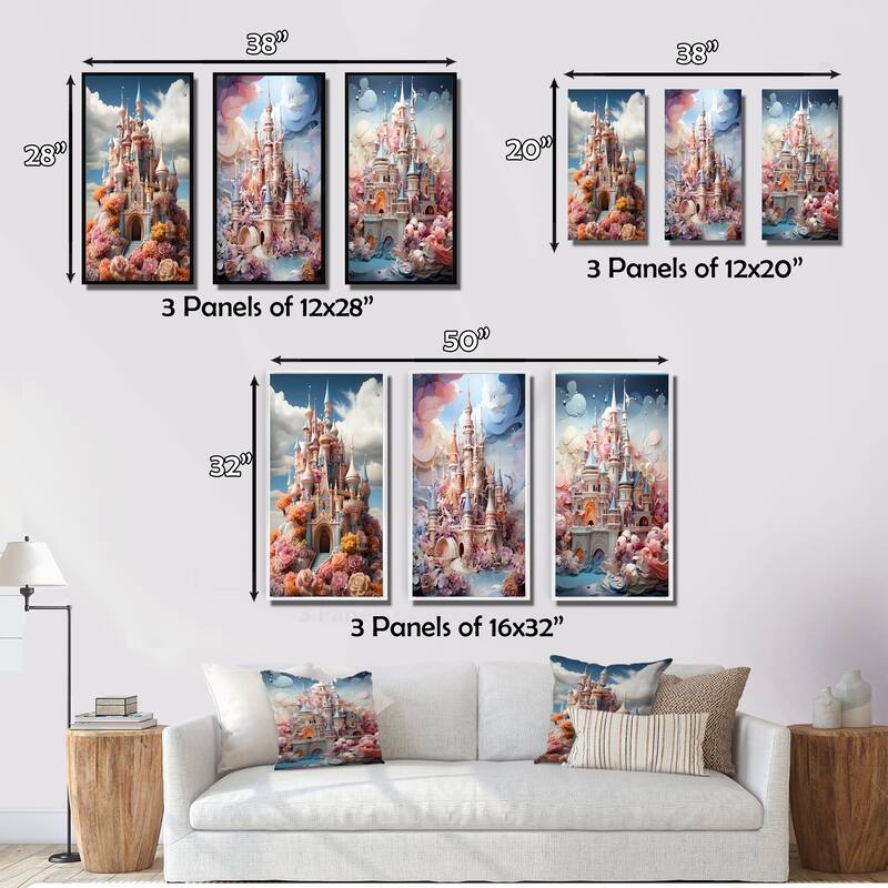 Designart "Castles Whimsical Wonder Pastel IV" Cityscapes Framed Wall